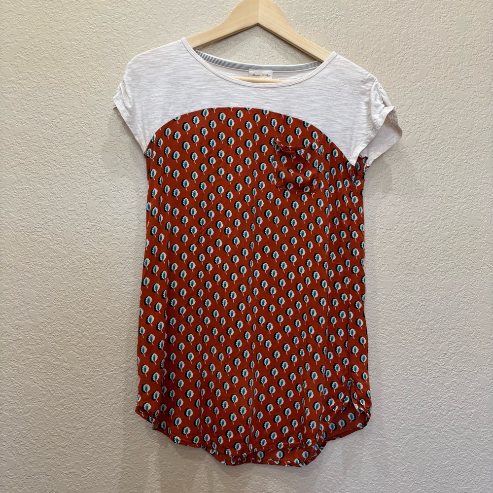 Anthropologie | Meadow Rue Mixed Media Pocket Pattern Drop Tee Size XS Boho - Picture 5 of 12